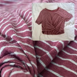 Small Maroon Crop Striped Tee